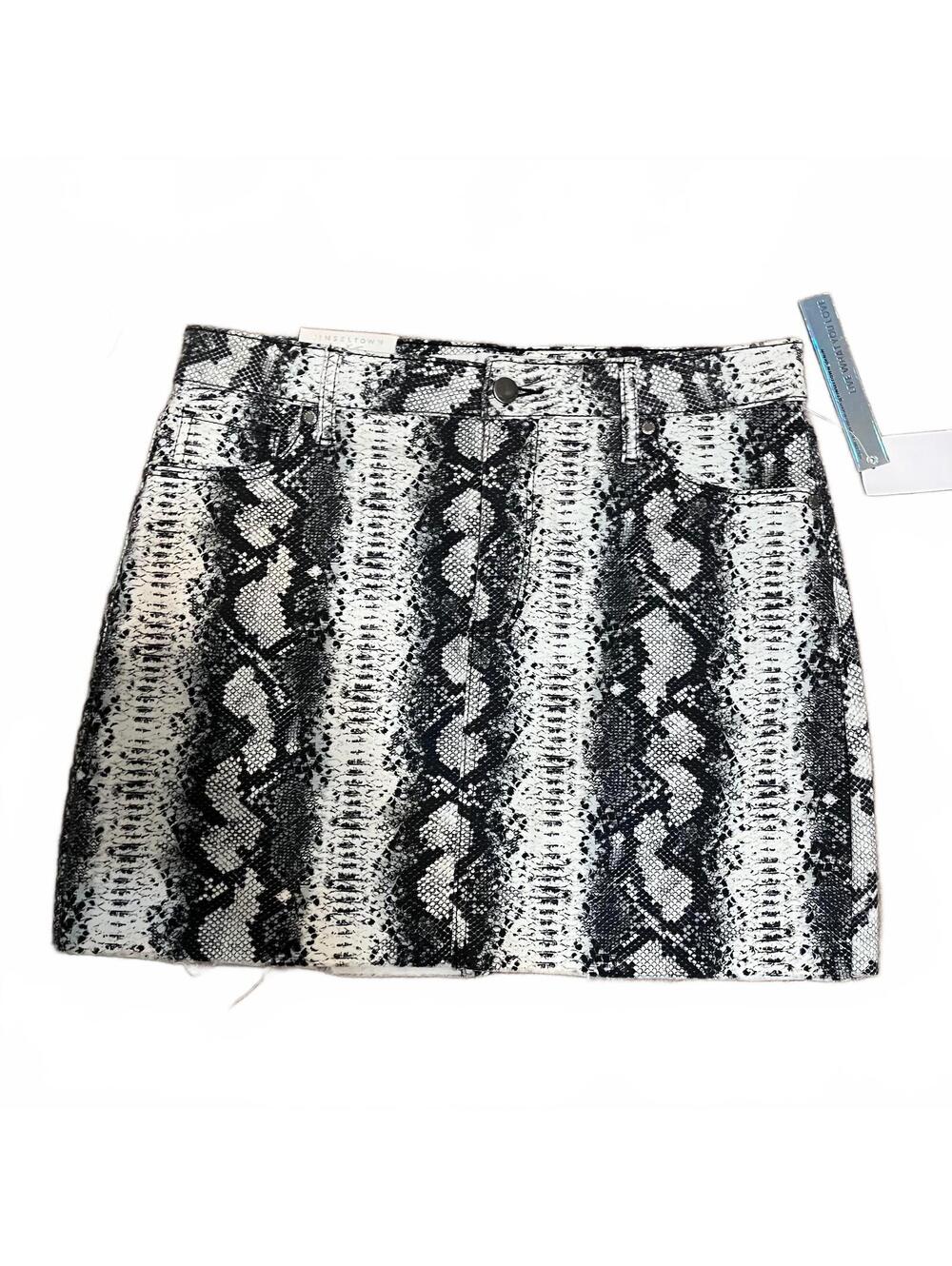 Tinseltown Black White Snake Skin Y2K 2000 Boho Chic Artsy Mini Skirt 12/13-New